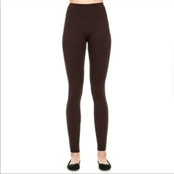 SPANX Pants - Spanx Assets Red Hot Label Brown Pintuck Leggings